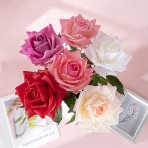 MW60003 Real Touch Шелковая роза с одним стеблем Искусственный цветок для домашней вечеринки, свадебного стола, центральные детали