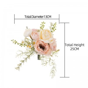 CF01213 Yeni Tasarım Küçük Yapay Çiçek Buketi Ev Düğün Dekorasyon için Klip Şampanya Kumaş Gül