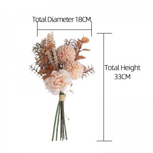 CF01220 New Design Artificial Flower Bouquet Fabric Champagne Dandelion Peony Bunch for Home Decoration Wedding Decoration