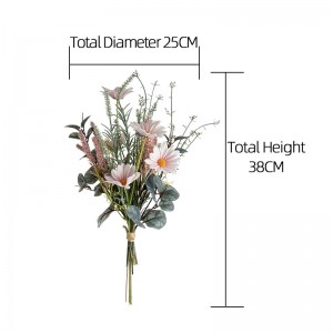 CF01227 Горещи продавани цветя от изкуствена тъкан, бяло, розово, слънчогледов букет, обща дължина 38 см за декорация на дома