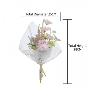 CF01228 Yeni Tasarım Yapay Çiçek Buketi Kumaş Beyaz Pembe Ayçiçeği Gül Ev Partisi Düğün Dekorasyon için Kolu