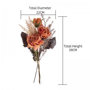 CF01233 Υψηλής ποιότητας διατηρημένο τεχνητό λουλούδι vintage μπουκέτο με καμένο τριαντάφυλλο για νυφική ​​ανθοδέσμη Διακόσμηση γάμου στο σπίτι
