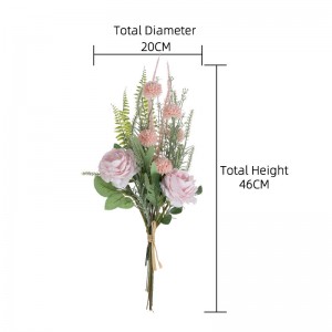 CF01245 Artificial Pink Rose Dandelion Persian Chestnut Rice Grass Sage Bouquet Decorative Wedding Home Flowers