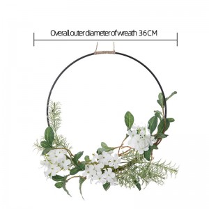 CF01240 Umjetni snijeg trešnjin cvijet artemisia trava pola vijenca koji visi na zidu za pozadinu vjenčanja