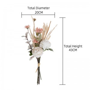 CF01237 Artipisyal na Bulaklak White Rose Pink Wild Chrysanthemum Bouquet Wedding Flower Arrangements para sa Home Party Wedding Decor