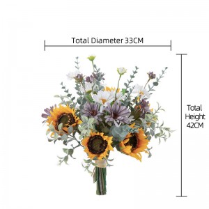 CF01266 造花の束ヒマワリデイジーの束ギフトブーケテーブル用花瓶結婚式の装飾フラワーアレンジメント