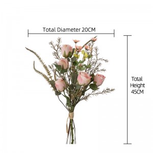 CF01251 Bouquet de fleurs artificielles CALLAFLORAL Roses rôties roses avec Bouquet de romarin et de sauge pour la décoration de mariage, de maison et d'hôtel
