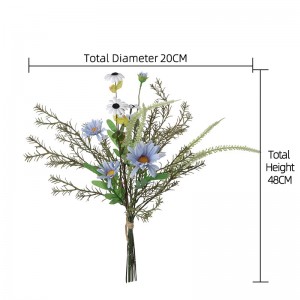 CF01252 အပြာနုရောင် Daisy Chrysanthemum Gerbera နှင့် Sage Rosemary လက်လုပ် Artificial Flower ပန်းစည်း