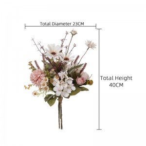 CF01270Seidenrose, Chrysantheme, Löwenzahn, künstliche Blumen, Hochzeitsstrauß für Braut und Brautjungfer, rustikale Tischdekoration