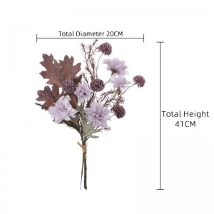 CF01277 Buchet uscat de flori artificiale de toamnă Dalie violetă Păpădie Frunză de ghindă Rozmarin Sufragerie Living Decor bucătărie