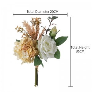 CF01231 Tavaszi újdonság művirág hortenzia rózsa eukaliptusz csokor házibuli esküvőre Középső asztaldísz