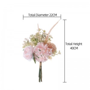 CF01304 Artificial Flower Pink Hydrangea Bridal Bouquet Peony Rose Dandelion Bouquet for Home Garden Party Wedding Decoration