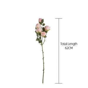 YC1017 Five rose heads dried burn rose branches artificial flowers for home decoration