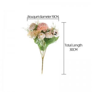 ភួងផ្កាសិប្បនិម្មិត MW95001 ក្រណាត់ Rose Dandelion Bunch សម្រាប់ការតុបតែងអាពាហ៍ពិពាហ៍នៅផ្ទះ