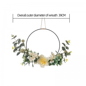 CF01150 Corona de hortensias de camelia artificial para colgar en la pared de flores telón de fondo decoración festiva
