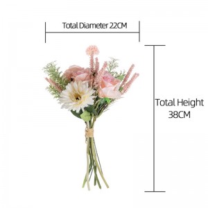 CF01201 Artifiċjali Rose Chrysanthemum Dandelion Bukkett Disinn Ġdid Bridal Bukkett Fjuri tal-ħarir