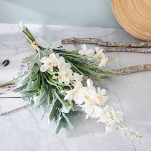 CF01230 Nový príchod Moderný kvet z umelého hodvábu Biela Zelená Delphinium Sage Kytica pre domácu dekoráciu na svadobnú párty