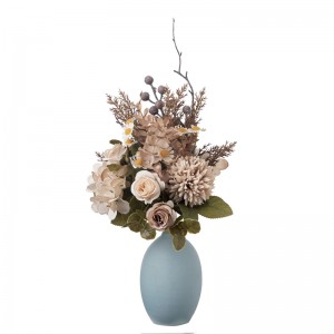 CF01146 කෘතිම යාපහුව බලකොටුව රෝස් Hydrangea Daisy Bouquet නව නිර්මාණය අලංකාර මල් සහ පැල