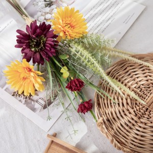 CF01248 Kytica z umelých kvetov Chryzantémy s kukuričnou trávou a šalviou do vázy Svadba Dom Kuchyňa Záhradná párty Dekorácia