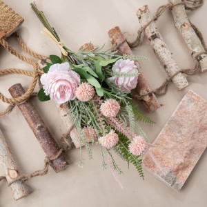 CF01245 Artificial Pink Rose Dandelion Perzyske kastanje Rice Grass Sage Bouquet Dekorative Wedding Home Blommen