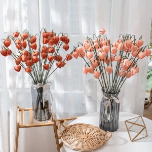 YC1116 China Direct Sale Aritificial Wedding Table Decoration Chinese Fabric Lantern Physalis Peruviana Single Stem For Home