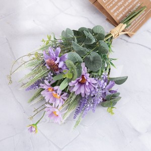 CF01136 ການອອກແບບໃຫມ່ Artificial Fabric ສີມ່ວງ Pinwheel Orchid Chrysanthemum Bouquet ສໍາລັບ Wedding ວັນ Valentine's Home Dec