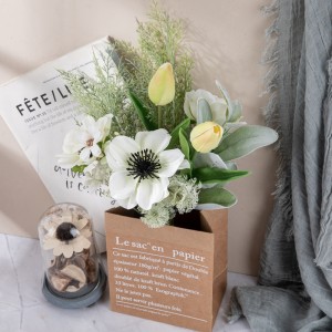 CF01141 Nij ûntwerp Artificial White Camellia PU Tulip Bouquet foar Wedding Falentynsdei Kryst