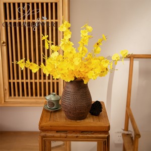 MW32101 מכירה חמה פרח מלאכותי רוקד סחלב 50 ס"מ צהוב חתונה קישוט שולחן בית פרח קישוט קיר