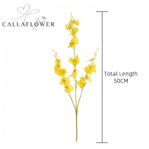 MW32101 Karštas išpardavimas dirbtinių gėlių šokių orchidėja 50cm geltona vestuvinė namų stalo puošmena gėlių sienų apdaila