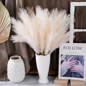 MW85004 Amazon Hot Sale Artificial Beige Wha Forked Fabrics Pampas Grass for Home Party Party Whakapaipai Marena