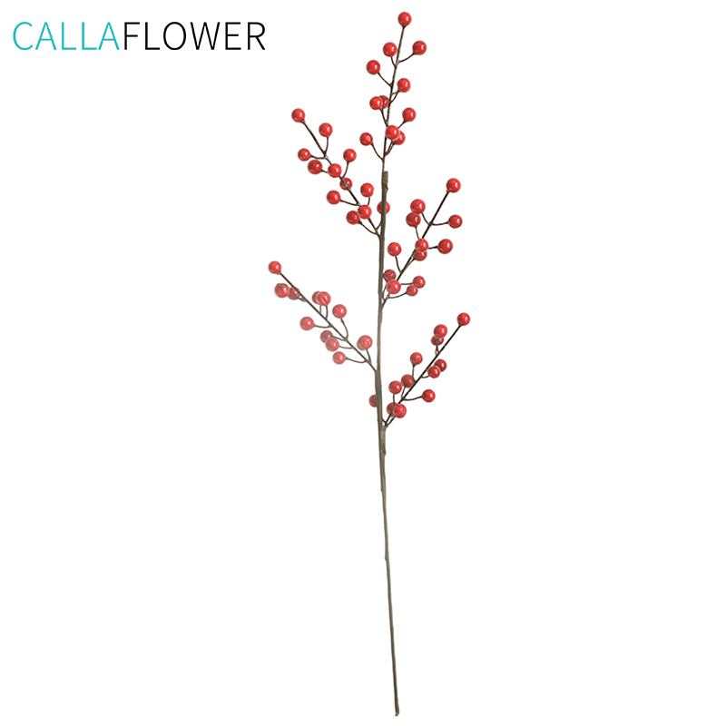 MW36892 Christmas Flowers Artificial Red Christmas Berry Five Branch Holly Fruit for Home Decoration
