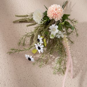 CF01256 Champagne White 2 Dandelion Ball Chrysanthemum dengan Daisy dan Sage Sejambak Bunga Tiruan untuk Hiasan Perkahwinan Rumah
