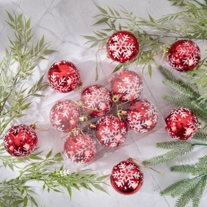 CF99101 Rdeče okrasne plastične božične kroglice v škatli za božično dekoracijo doma