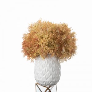 YC1100 Plastic 2-prong Mist Grass Bunch Artificial Plant Rime Bouquet for Home Backdrop Outdoor Event Flower Arrangement Decor