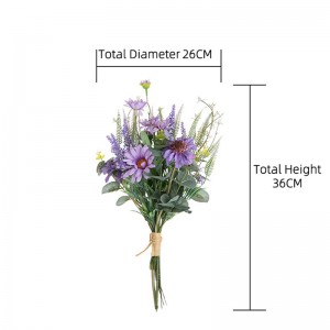 CF01136 Nytt design kunststoff Lilla Pinwheel Orchid Chrysanthemum Bukett for bryllup Valentinsdag Hjem Des