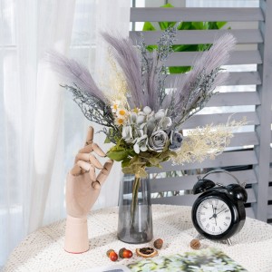 CF01325 Novi dolazak, šareni svileni veliki umjetni pampas, hortenzija, ruža, plastični snop trave i astilbe za vjenčanje Božić