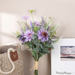 CF01136 Nij ûntwerp Artificial Stof Purple Pinwheel Orchid Chrysanthemum Bouquet foar Wedding Falentynsdei Thús Des.