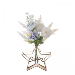 CF01305 Dandelion Ranunculus Bouquet Monyaluoa oa Lechato Sehlopha sa Maiketsetso sa Silika Monyaluoa oa Vintage Rustic Style Satin Wedding
