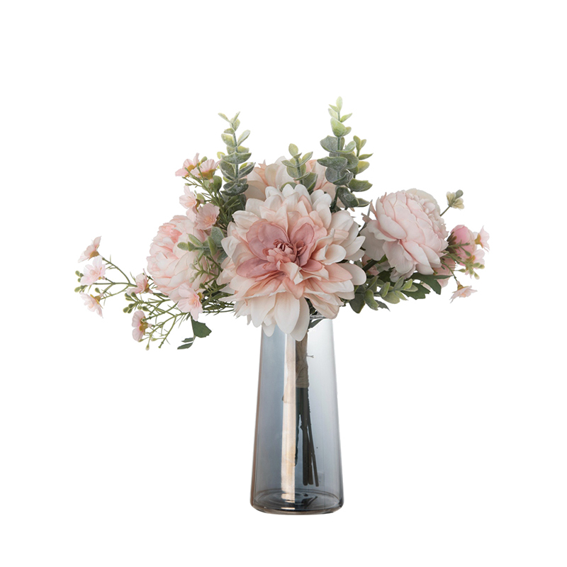 CF01012 Buqetë me lule artificiale Dahlia Tea Rose Blossom kumbulle Qendër të lira për dasma