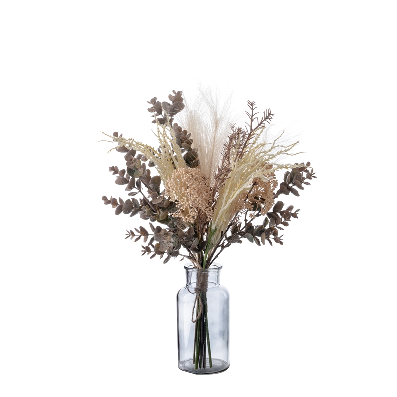 CF01165A Hot Selling Artificial Beige Rosemary Eucalyptus Bouquet for Party Decoration