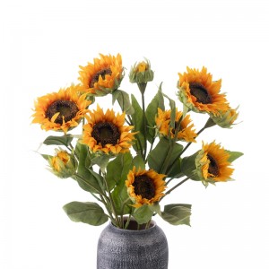 GF14710 Înălțime 87 cm floarea soarelui artificială 3 capete tulpini sălbatice gigant decor flori