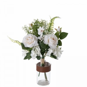 CF01180 Buchet de hortensie de trandafiri artificiale cu crizanteme sălbatice Centre de nuntă cu design nou