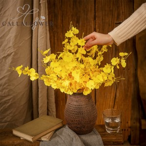 MW32101 Sıcak satış yapay çiçek dans eden orkide 50 cm sarı düğün ev masa dekorasyonu çiçek duvar dekorasyonu