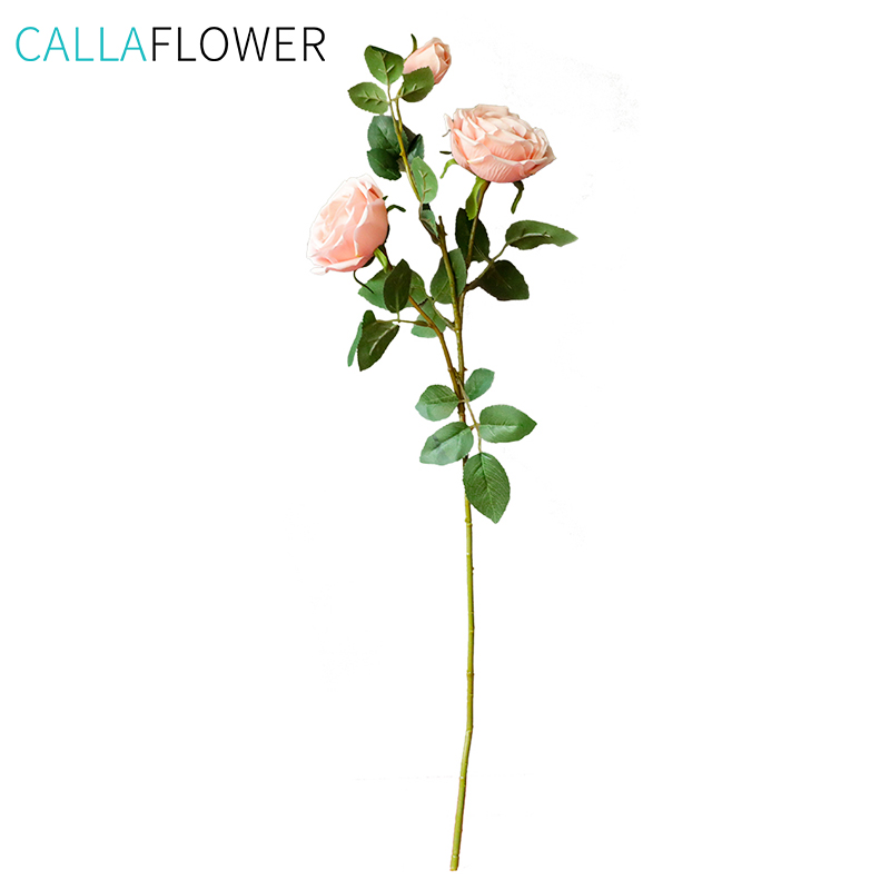 YC1046 हँडमेड घाऊक डिझाईन गुलाब एक फांदी आणि दोन डोक्यांसह कृत्रिम फुलांची सजावट