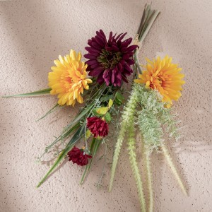 CF01248 Artificial Flower Bouquet Chrysanthemums with Corngrass and Sage for Vase Wedding Home Kitchen Garden Party Decor
