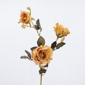 DY1-3320A Billig silkebukett Faux kunstig rosespray To blomster En knopp til bryllup