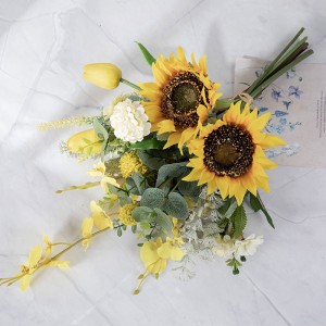 CF01291 घर की शादी की सजावट के लिए कृत्रिम फूलों का गुलदस्ता सूरजमुखी बॉल गुलदाउदी ट्यूलिप डांसिंग आर्किड गुलदस्ता