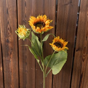 GF14710 Height 87cm artificial sunflower 3 heads giant wild stems flower decoration