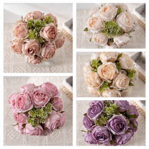 ЦЛ04001 Висококвалитетна директна продаја вештачка свила, пластична зелена ружа у пакету са 12 за кућну башту, декорацију за свадбу