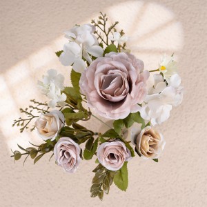 MW55507 Podzimní kytice růží Umělé hedvábné růže pro svatební párty Vrcholové ozdoby na květinové stojany